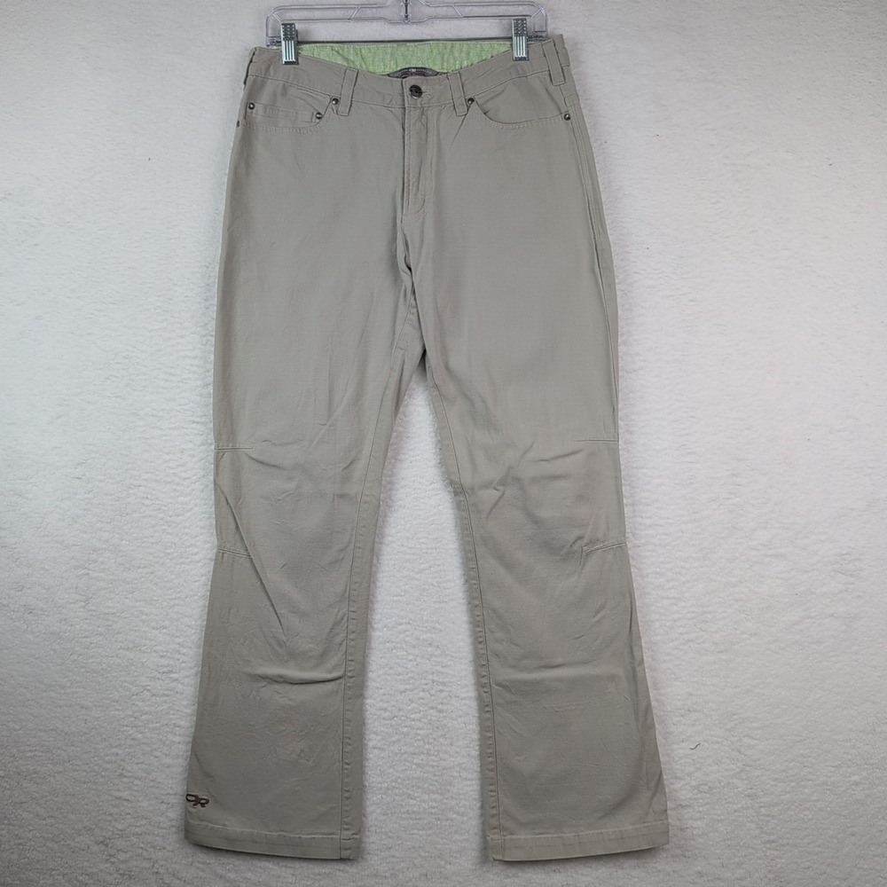 Outdoor Research Pants 8 Women's Beige Bootcut Mid-Rise Stretch Cotton Snap Hem
